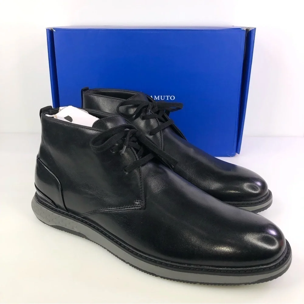 Vince Camuto Men's Soleh Leather Chukka Boots Black New